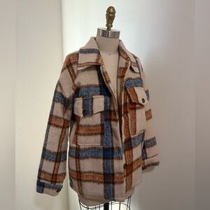 Blakely Plaid Button-Up Shacket Jacket Small